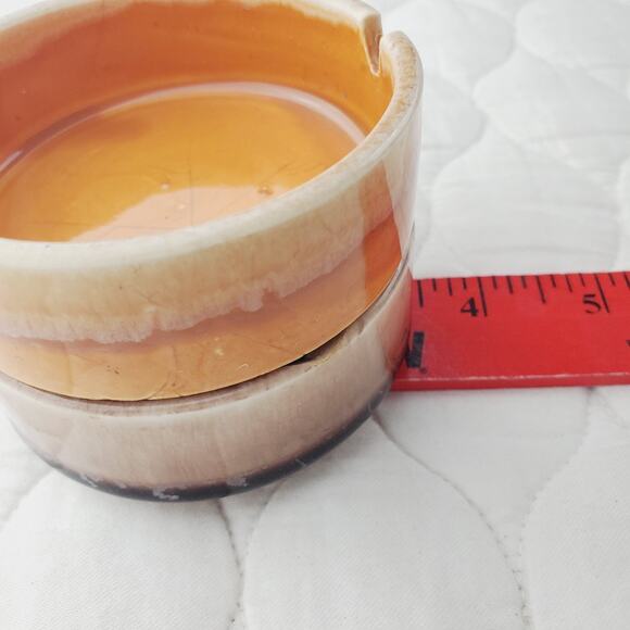 Vintage Ceramic Stackable Ashtrays Adult's MCM Small Brown/Orange Collectible X2 - Picture 8 of 9